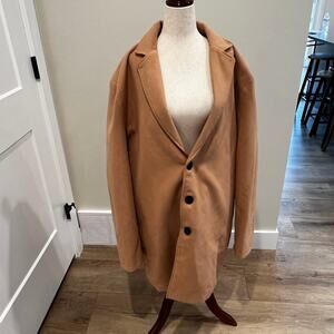 SPRINGRAIN Men's Wool Blend Single Breasted Trench Coat Size XXL In Khaki